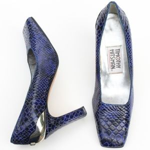 TIMOTHY HITSMAN MULTI-BLUE TEXTURED LEATHER SHOES
